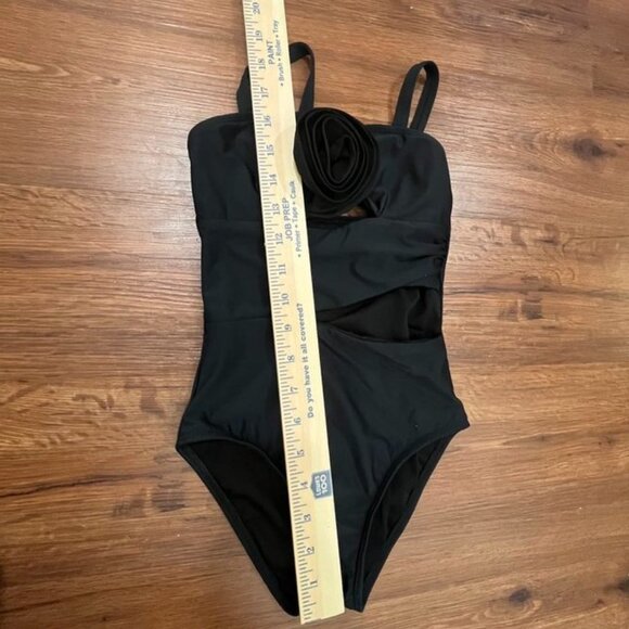 Beach Lingo Girls’ Black One-Piece Swimsuit w/ Floral Detail – Size 7 - Picture 3 of 8